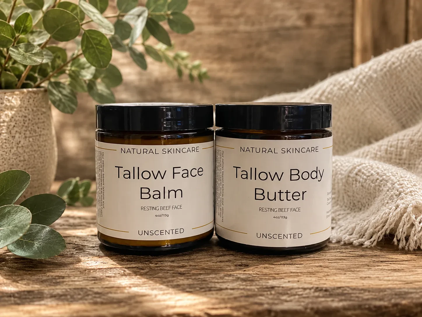 Resting Beef Face Pure Duo tallow skincare bundle